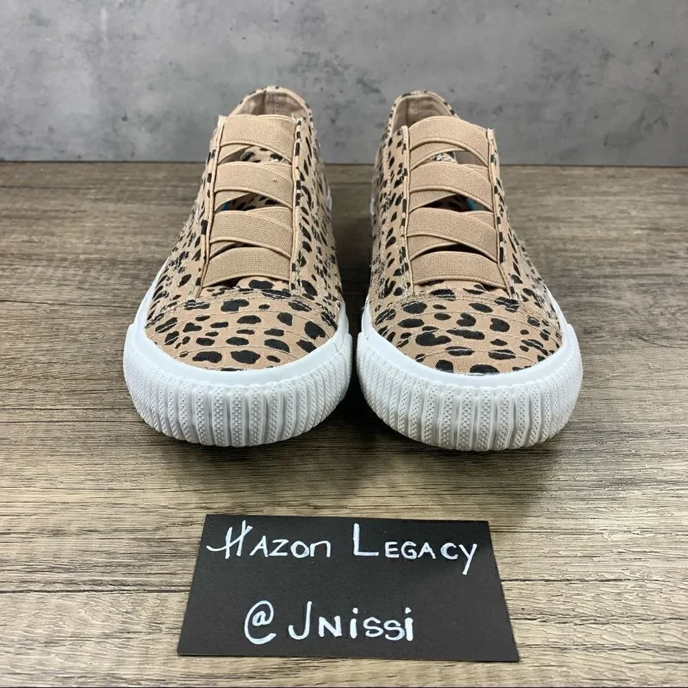 Blowfish~Women's~Malibu Marley Leopard Latte Spots Slip On Sneakers~Size 7.5‎